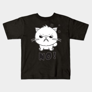 Cute angry cat hissing No! Kids T-Shirt